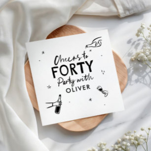 Serviette En Papier Soirée de 40 moderne décor d'anniversaire fantaisi