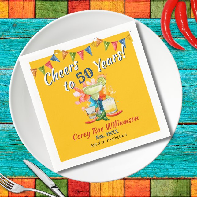 Serviette En Papier Soirée de 50 ans Fiesta 50e Anniversaire (Créateur téléchargé)