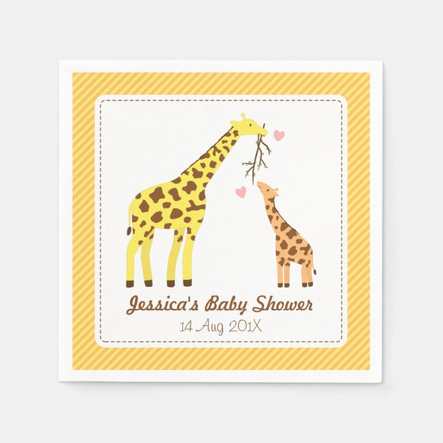 Serviette En Papier Soirée de Baby shower de girafe de couleur élégant (Devant)