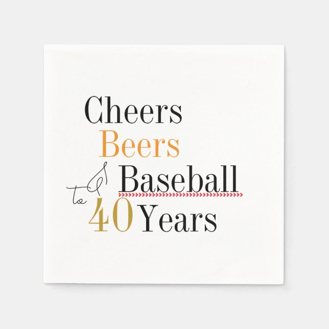 Serviette En Papier Soirée de baseball de 40e anniversaire (Devant)