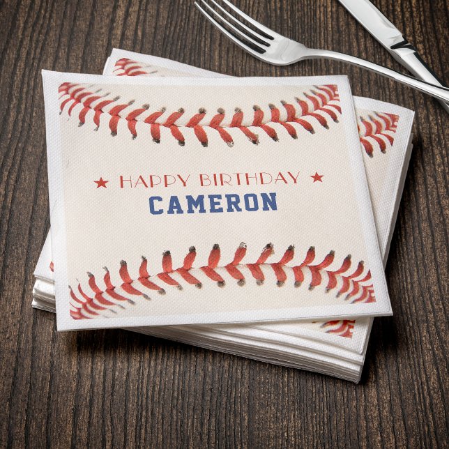 Serviette En Papier Soirée de baseball Sport joyeuse fête d'anniversai (Créateur téléchargé)