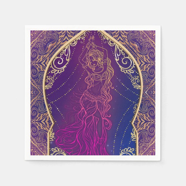 Serviette En Papier Soirée de danse orientale marocaine Purple & Gold (Devant)
