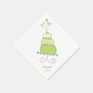 Serviette En Papier Soirée de Fête des mariées de gâteau Mariage vert