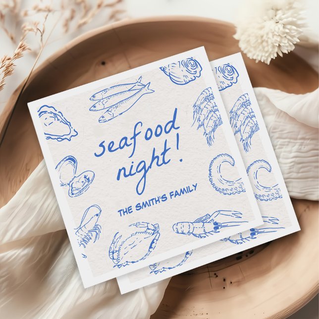 Serviette En Papier Soirée de fruits de mer à la main (Créateur téléchargé)