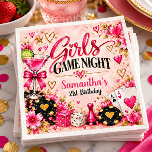 Serviette En Papier Soirée de Jeux entre Filles Casino Rose Or Anniver