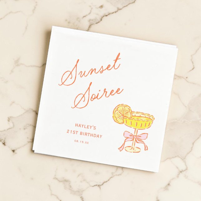 Serviette En Papier Soirée de la fête du coucher de soleil d'été (Créateur téléchargé)