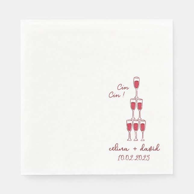 Serviette En Papier Soirée de mariage italienne élégante Cin Cin (Devant)