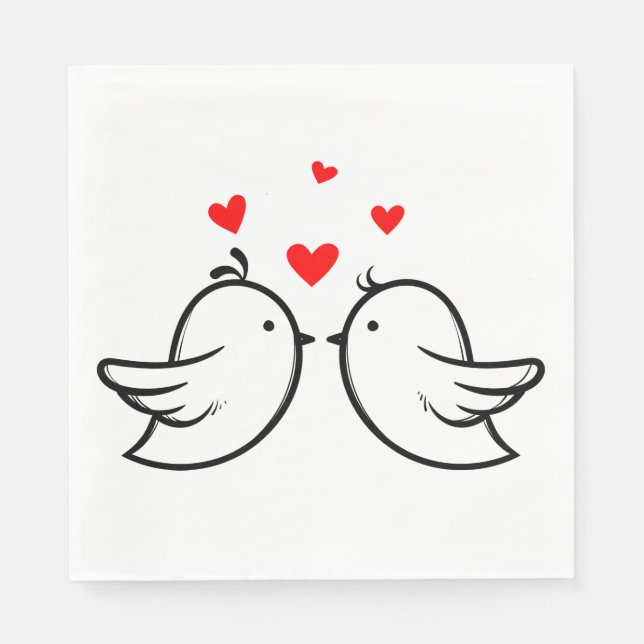 Serviette En Papier Soirée De Mariage Merci Rouge Et Noir (Devant)