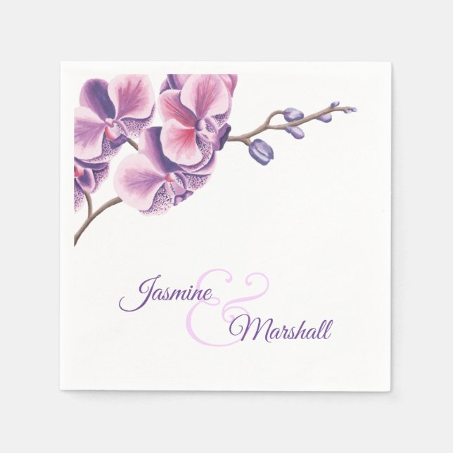 Serviette En Papier Soirée de mariage violette orchidée (Devant)