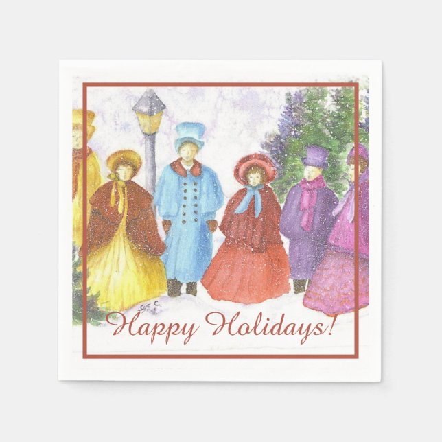 Serviette En Papier Soirée de Noël chorale (Devant)