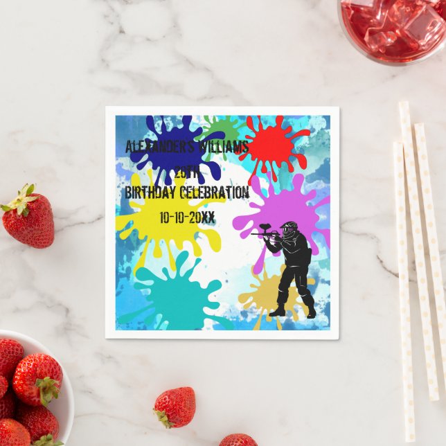 Serviette En Papier Soirée de Paintball (En situation)