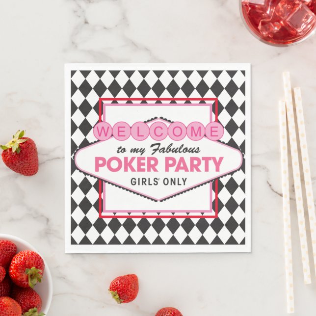 Serviette En Papier Soirée de poker pour filles avec cartes (En situation)