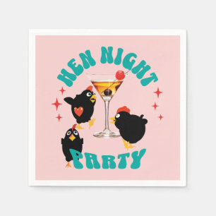 Serviette En Papier Soirée de poulets drôles Fête nocturne de poule dr