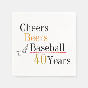 Serviette En Papier Soirée des bières et du baseball 40e anniversaire