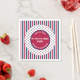 Serviette En Papier Soirée drôle d'élection de nuit 2024 Rouge Blanc B