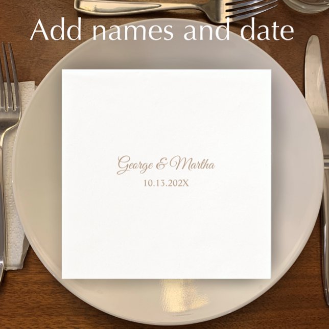 Serviette En Papier Soirée du 50e anniversaire du Mariage d'or personn (Add couple’s names and date for elegant simple custom napkins. 
)