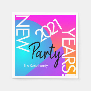 Serviette En Papier Soirée du Nouvel An 2021 Typographie Néon Entrepri