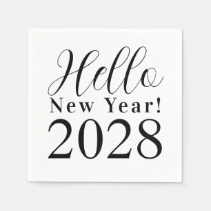 Serviette En Papier Soirée du Nouvel An Noir et Blanc