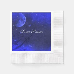 Serviette En Papier Soirée Enchantée Bleu Blanc Sweet Seize Personnali