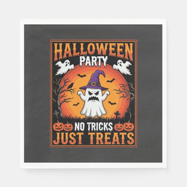 Serviette En Papier Soirée Halloween Fantôme Pas de Farces Juste des F (Devant)