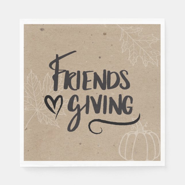 Serviette En Papier Soirée Kraft Friendsgiving (Devant)