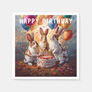 Serviette En Papier Soirée lapins fête d'anniversaire