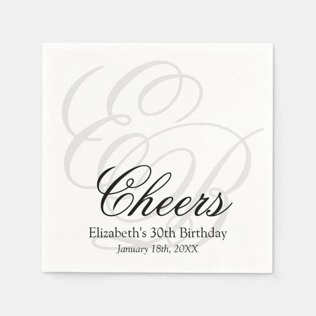 Serviette En Papier Soirée Monogrammed 30e anniversaire (Devant)