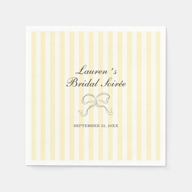 Serviette En Papier Soirée nuptiale Soft Yellow Stripes (Devant)