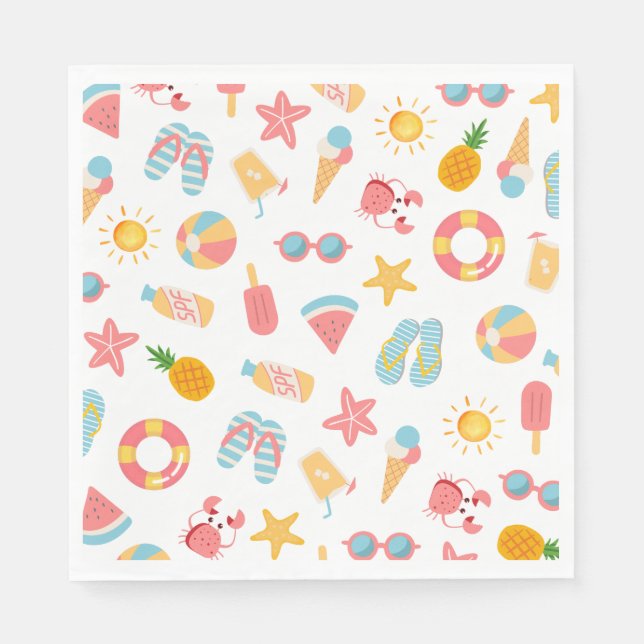 Serviette En Papier Soirée Piscine Tropicale (Devant)