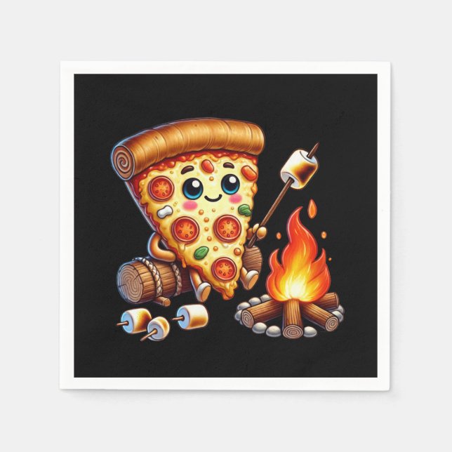 Serviette En Papier Soirée pizzeria au feu de joie (Devant)