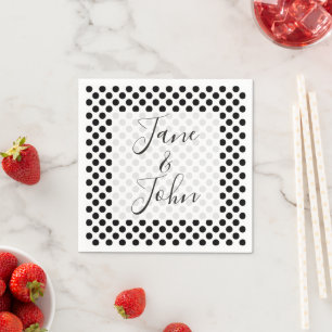 Serviette En Papier Soirée Rétro Diners à pois noir et blanc