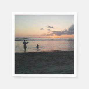 Serviette En Papier Soirée Sunset Plage tropicale Waikiki Oahu Hawaii