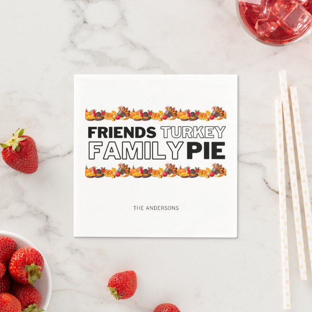 Serviette En Papier Soirée Thankesgiving Amis Turquie Family Pie (En situation)