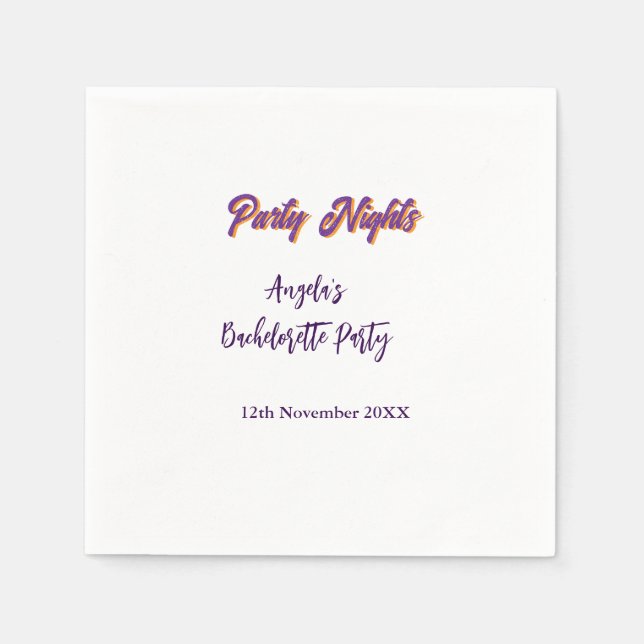 Serviette En Papier Soirées de fête nom de la fête de bachelorette dat (Devant)