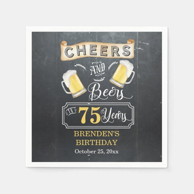 Serviette En Papier Soirées et bières à 75 ans fête d'anniversaire (Devant)