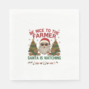 Serviette En Papier Sois Gentil Fermier Père Noël Animaux de Ferme de