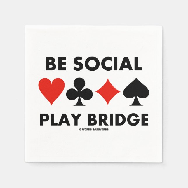 Serviette En Papier Sois Social Play Bridge Four Card Costumes Conseil (Devant)