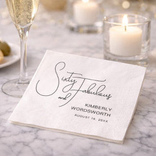 Serviette En Papier Soixante ans et Fabuleux Nom Date Fête d'anniversa