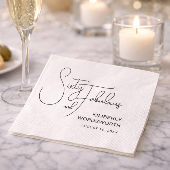Serviette En Papier Soixante ans et Fabuleux Nom Date Fête d'anniversa (Créateur téléchargé)