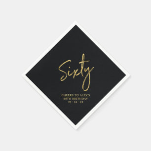 Serviette En Papier Soixante Black moderne 60th Birthday Party