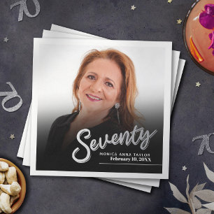 Serviette En Papier Soixante-dix-70e anniversaire script photo personn