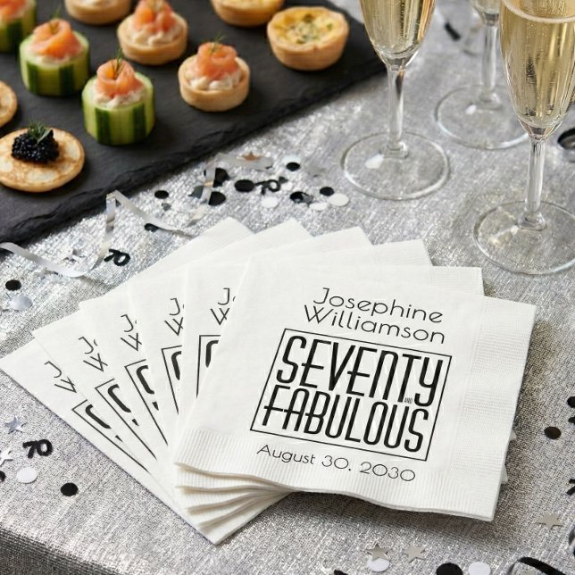 Serviette En Papier Soixante-dix ans et Fabuleux Nom Date 70e Fête d'a (Créateur téléchargé)