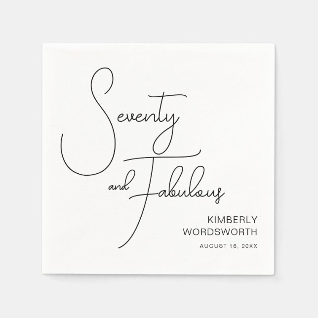 Serviette En Papier Soixante-dix ans et Fabuleux Nom Date Fête d'anniv (Devant)