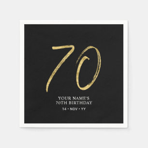 Serviette En Papier Soixante-Dix   Gold & Black Lettering 70e annivers