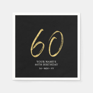 Serviette En Papier Soixante   Lettres dorées et noires 60e anniversai