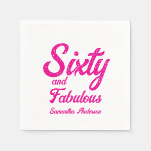 Serviette En Papier Soixantième Anniversaire Moderne et Fabuleux Rose