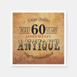 Serviette En Papier Soixantième conception d'anniversaire d'antiquit