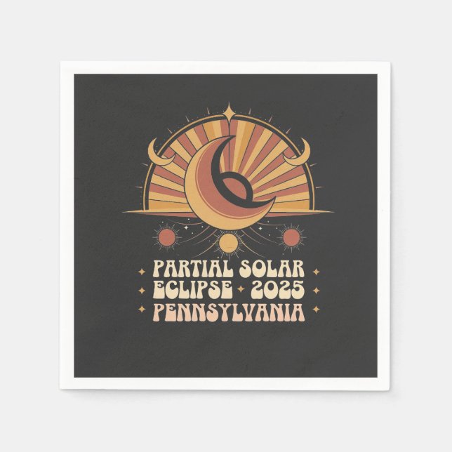 Serviette En Papier Solaire partiel Eclipse Pennsylvanie 2025 (Devant)