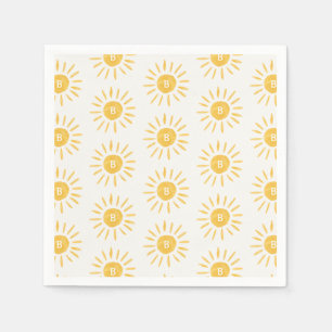 Serviette En Papier soleil 1er anniversaire aquarelle soleil initial