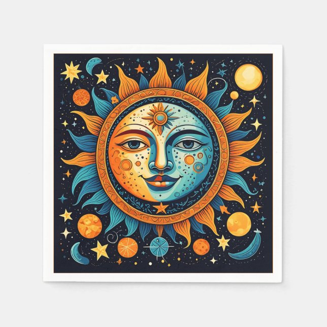Serviette En Papier Soleil Céleste Et Sweatshirt Lune (Devant)